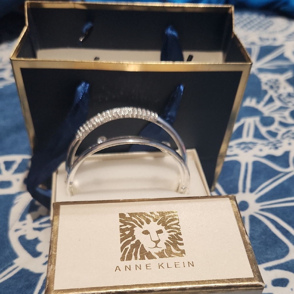 Anne Klein Silver and Crystal Accent Watch